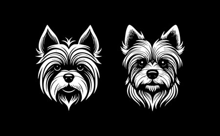 Yorkshire Terrier Logo Black and Whiteのイラスト素材
