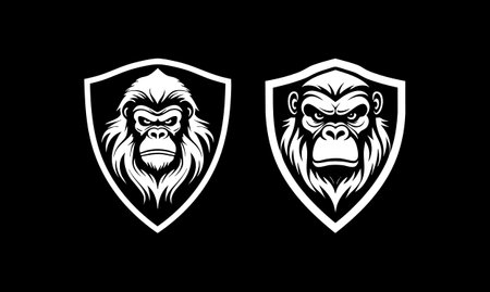 Orangutan angry in shieldのイラスト素材