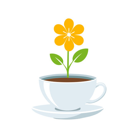 flower growing from a teacupのイラスト素材