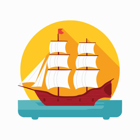 Elegant Galleon Ship Iconのイラスト素材