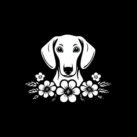Dachshund with Flower Arrangementのイラスト素材