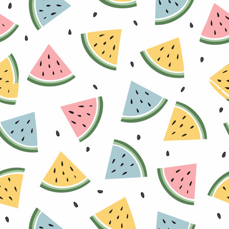 cute watermelon seamless pattern with pastel colorsのイラスト素材