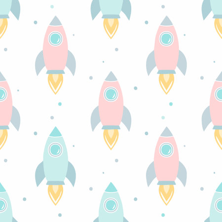 seamless pattern Rocket with pastel colorsのイラスト素材