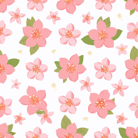 Seamless Pattern Cherry Blossom (Sakura) Flowerのイラスト素材