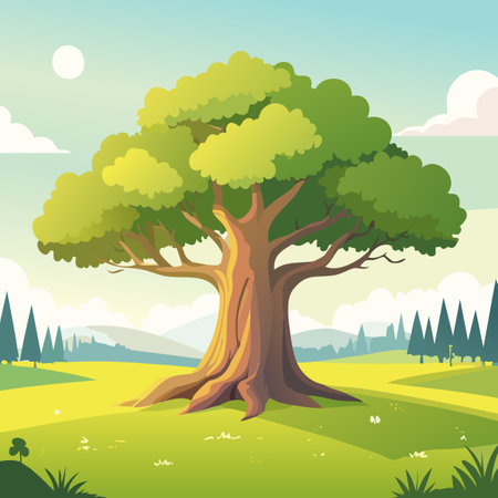 Ancient Tree in a Sunlit Clearingのイラスト素材