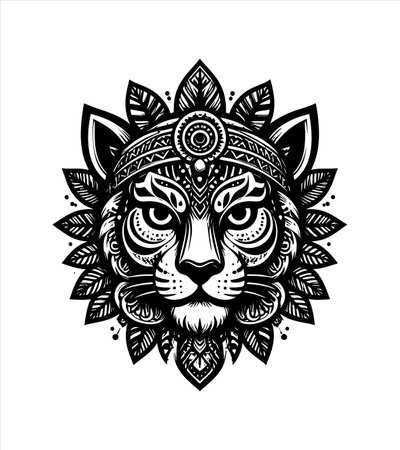 Tiger Mayan Logo Conceptのイラスト素材