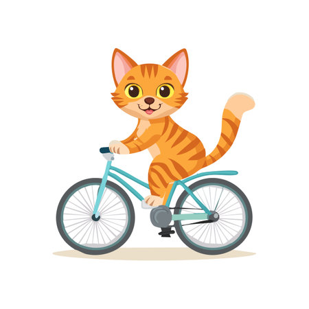 Cute Cat riding a bicycleのイラスト素材