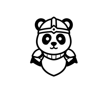 Black and white Knight Panda logo conceptのイラスト素材