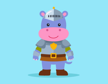 Cute Knight Hippopotamusのイラスト素材