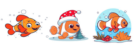 clownfish with ornament in an underwaterのイラスト素材