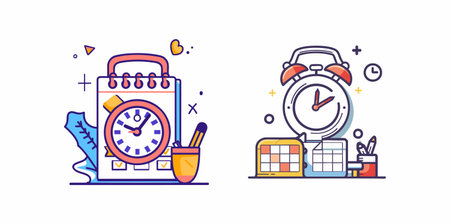 Clock icon with tasks andcalendarのイラスト素材
