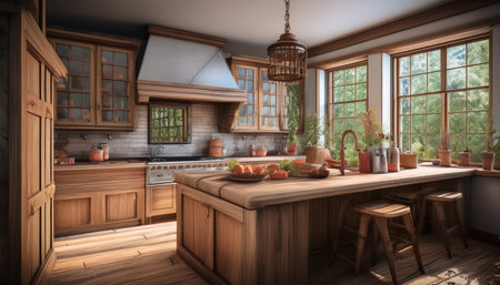 Farmhouse Kitchen with a Sliding Barn Door Pantryの素材