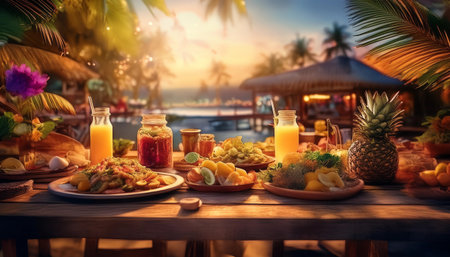 Wellness-focused tropical food barの素材