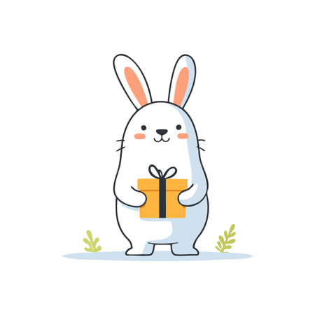 Rabbit Holding A Gift Boxのイラスト素材