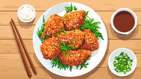 Illustration Korean Fried Chickenのイラスト素材