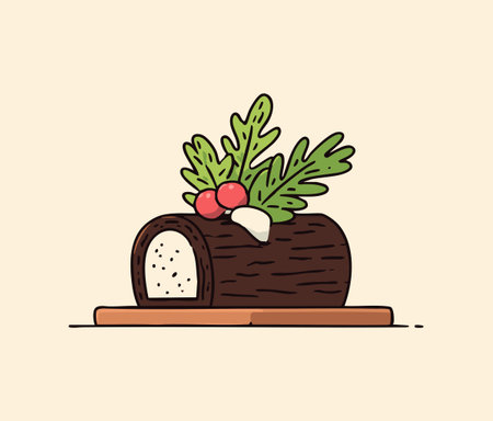 Yule Log Chocolate Cakeのイラスト素材