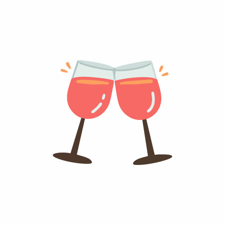 Toasting Glasses flat illustrationのイラスト素材