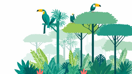 Amazon Rainforest flat illustrationのイラスト素材