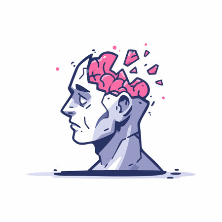 Broken Mind Icon flat illustrationのイラスト素材