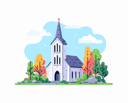 Church Cathedral flat illustrationのイラスト素材