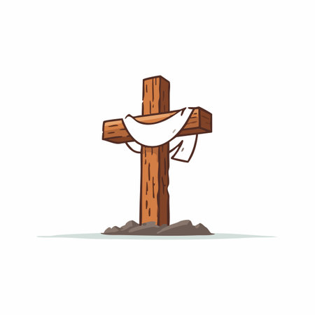 Christian Cross flat illustrationのイラスト素材