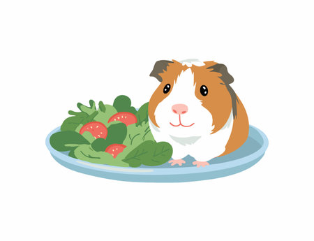 Guinea Pig Plate Cuy flat illustrationのイラスト素材