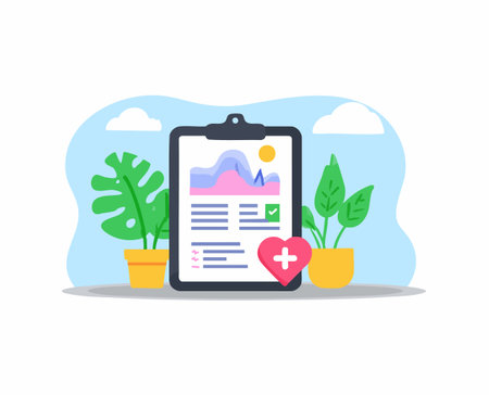 Health Report Chart flat illustrationのイラスト素材