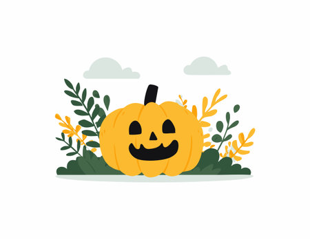 Halloween Pumpkin Lantern flat illustrationのイラスト素材