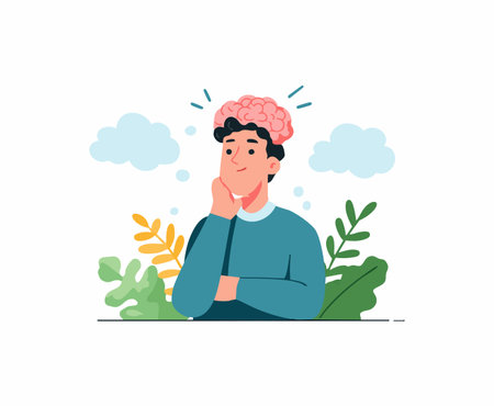 Overthinking Head flat illustrationのイラスト素材