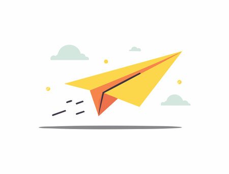 Paper Airplane flat illustrationのイラスト素材