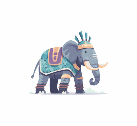 War Elephant flat illustrationのイラスト素材