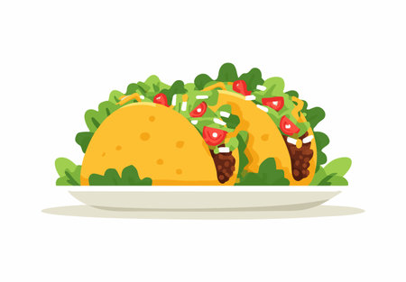 Tacos Plate flat illustrationのイラスト素材
