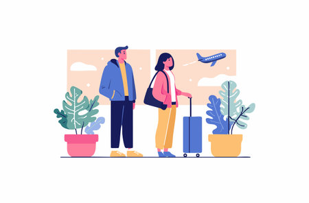 Boarding Gate flat illustrationのイラスト素材