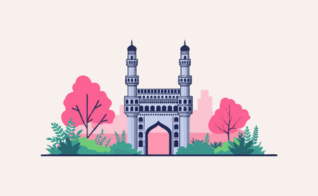 Charminar Hyderabad Telangana flat illustrationのイラスト素材