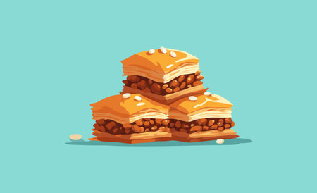Baklava Pastry flat illustrationのイラスト素材