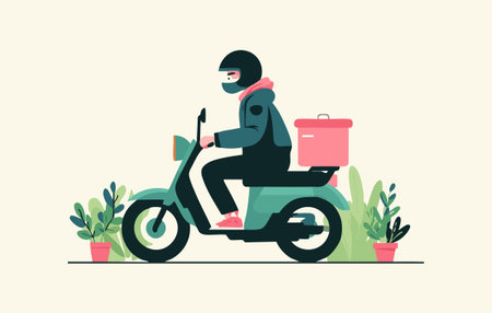 Delivery Driver on Motorcycleのイラスト素材