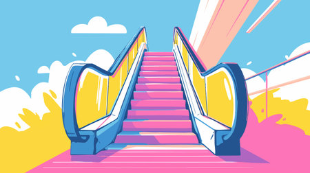 Escalator Steps flat illustrationのイラスト素材