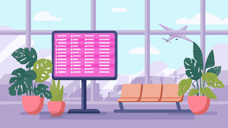 Flight Information Display flat illustrationのイラスト素材