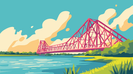 Kolkata Howrah Bridge West Bengalのイラスト素材