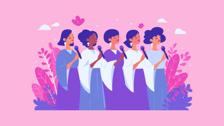 Gospel Choir flat illustrationのイラスト素材