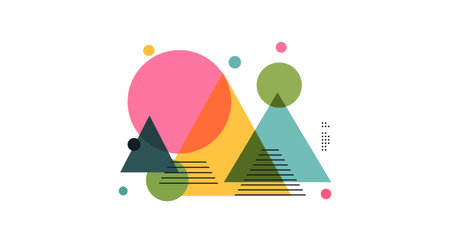 Colorful geometric abstract shapes compositionのイラスト素材