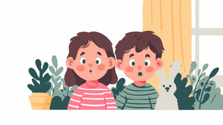 Little Kids Playing Hide and Seekのイラスト素材