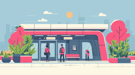 Metro Station flat illustrationのイラスト素材