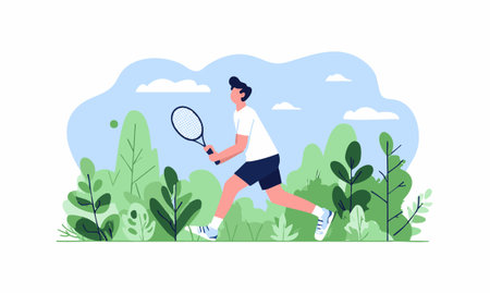 Player Serving flat illustrationのイラスト素材