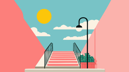 Overhead Handrail flat illustrationのイラスト素材