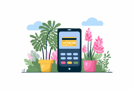 Cashless Payment App on Smartphone Screenのイラスト素材
