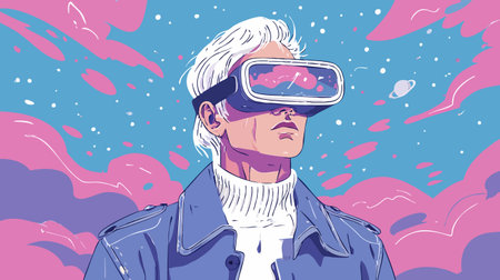 Futuristic Virtual Reality Metaverseのイラスト素材