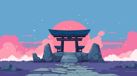 Futuristic Temple Gate Concept Designのイラスト素材