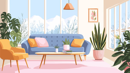 Scandinavian Living Room Interiorのイラスト素材