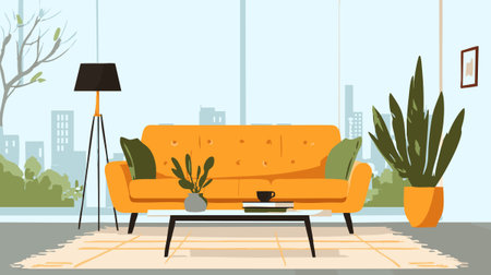 Simple Living Room with Sofaのイラスト素材